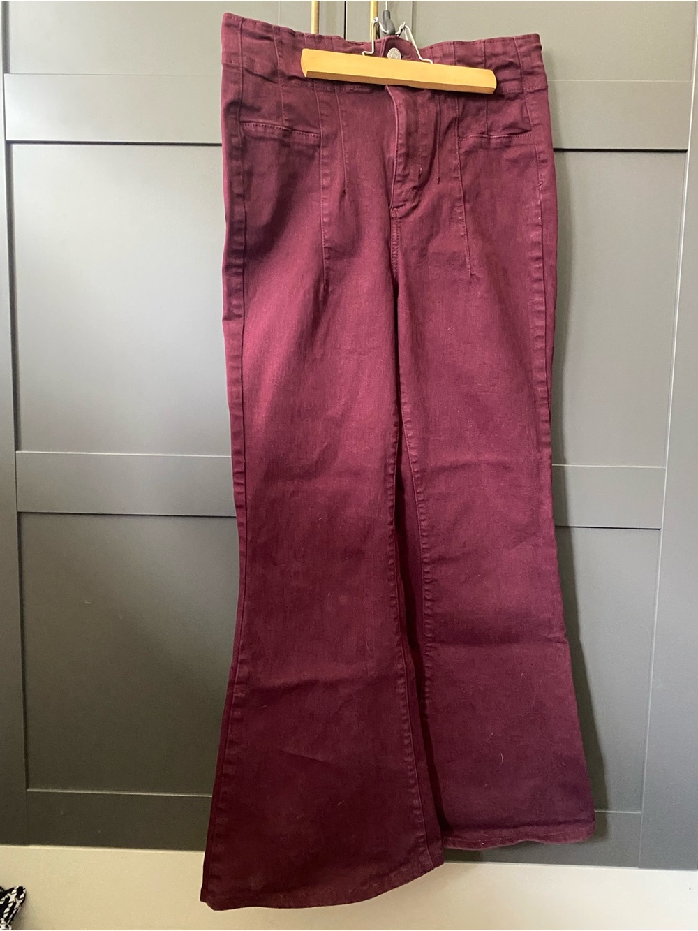 Forever 21 High-Waist Flared Pants in Deep Wine